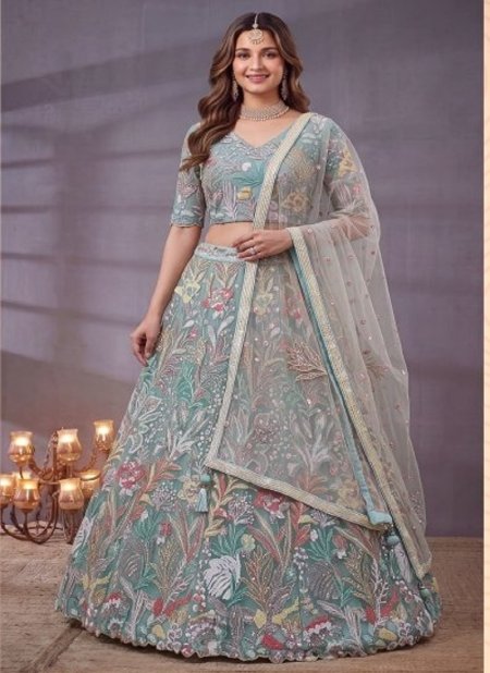 Sky Blue Colour Zeel Vol 38 Soft Net Sequins Embroidery Work Designer Lehenga 6032